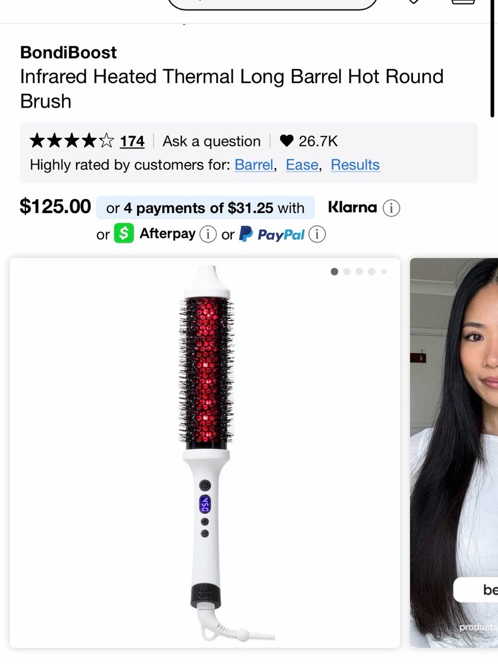 BondiBoost Infrared Heated Thermal Long Barrel Hot Round Brush - White/Red
